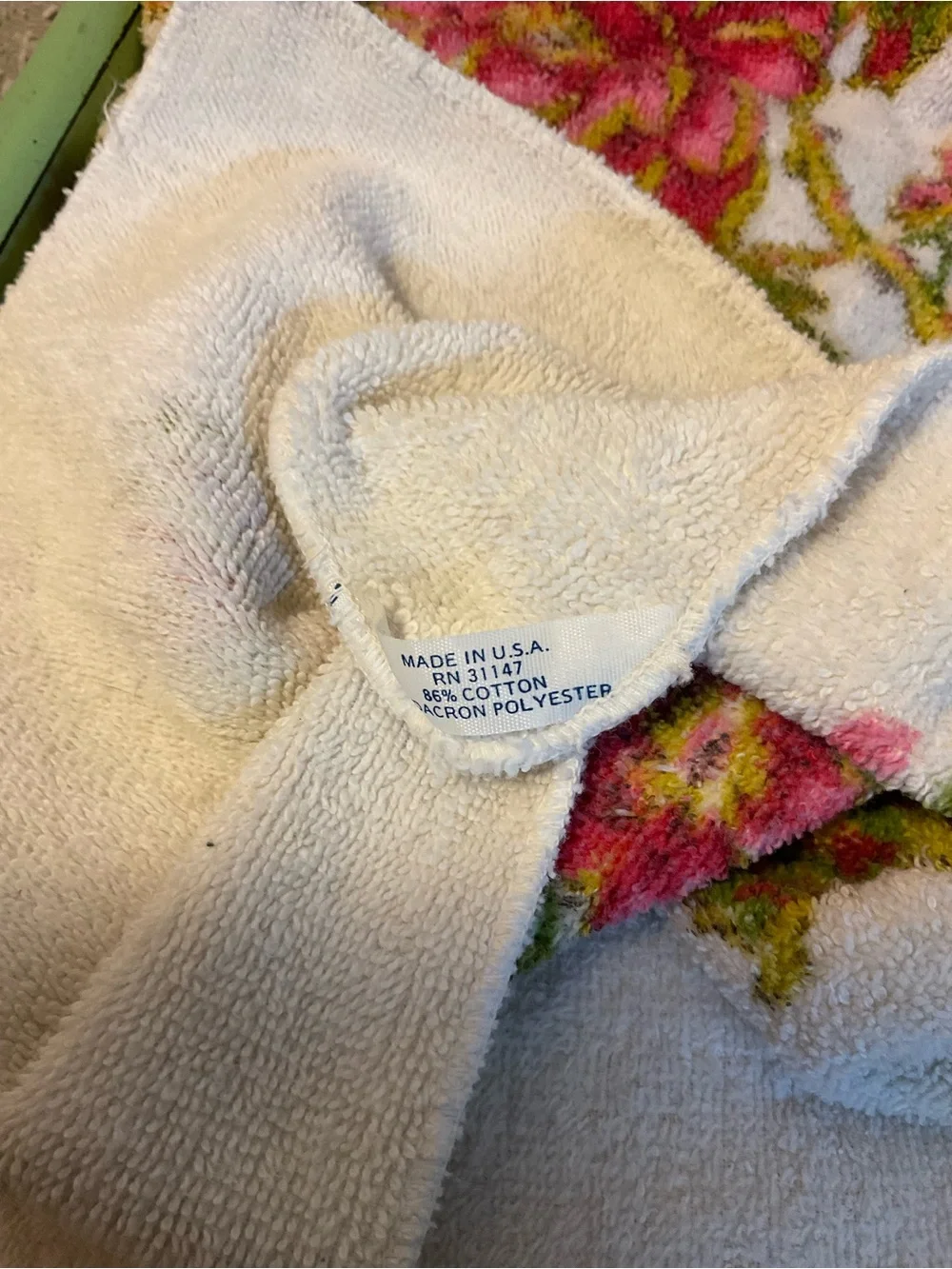 Vintage Cannon Style Pink & Green Floral Towels & Hand Towel